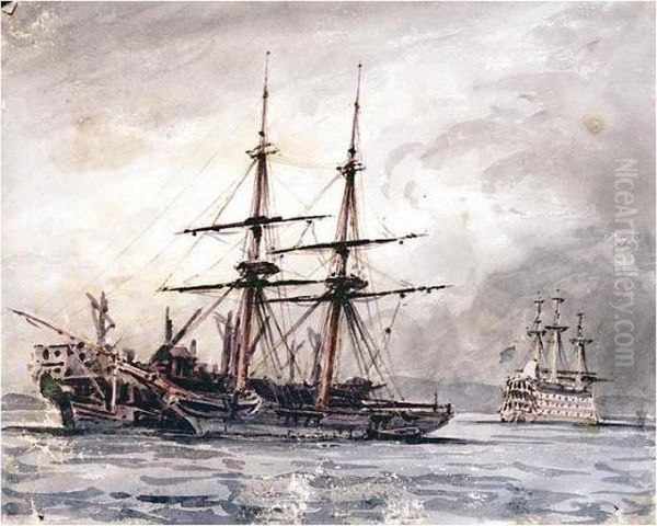 A Collection Of Watercolours Depicting The Medway Oil Painting by John Louis Petit