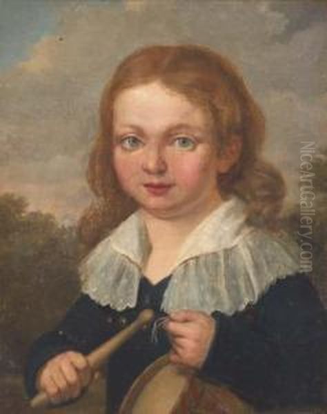 Jeune Garcon Au Tambour Oil Painting by Louis Petit