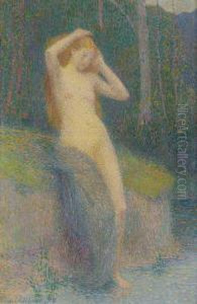 Nude In A Landscape Oil Painting by Hippolyte Petitjean