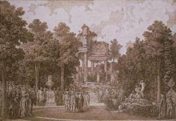 Veduta Del Boschetto D'arcadia Dalla Parte Del Tempio Oil Painting by Ennemond-Alexandre Petitot