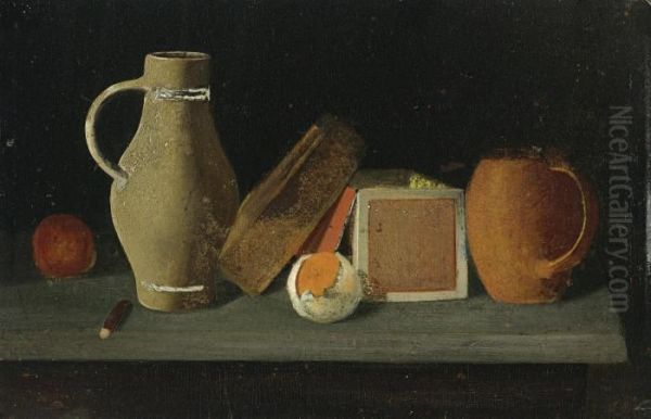 Jug, Book, Box And Mug Oil Painting by John Frederick Peto