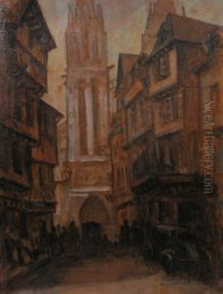 Landscape Of Quimper Oil Painting by Costin Petrescu-Dragoe