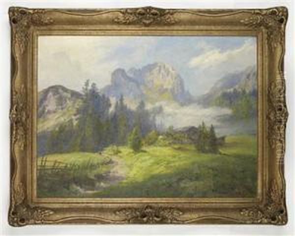 Hochalm Am Dachstein Oil Painting by Konrad Petrides