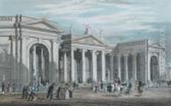 Bank Of Ireland, Dublin Oil Painting by George Petrie