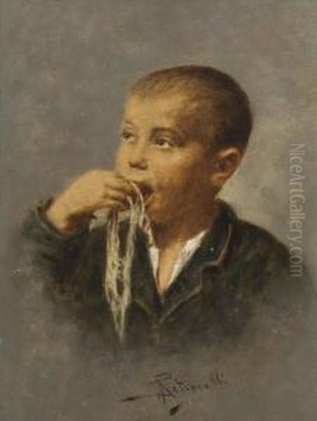 A Messy Eater Oil Painting by Achille Petrocelli