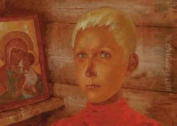 Vasya Oil Painting by Kuzma Sergievitch Petrov-Vodkin