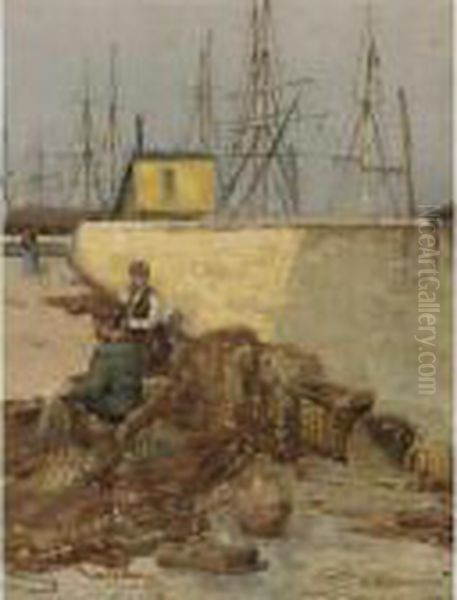 Fisherman In Port Oil Painting by Vasily Petrovich Vereschagin