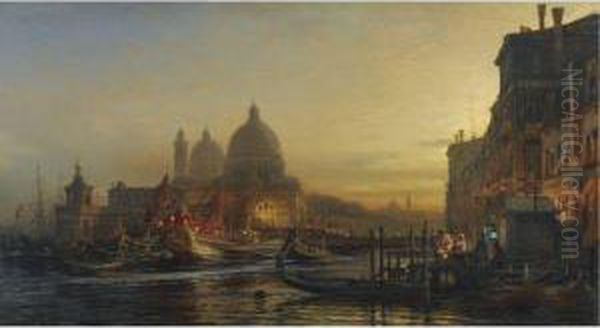 The Eve Of The Celebration, Santa Maria Della Salute, Venice Oil Painting by Alexei Petrovitch Bogoliubov