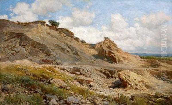 Landschaft Mit Fuhrwerk Oil Painting by Ladislaus Eugen Petrovits