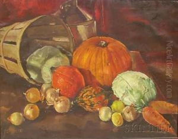 Still Life With Squash, Onions, And Cabbage. Oil Painting by Milan Petrovits