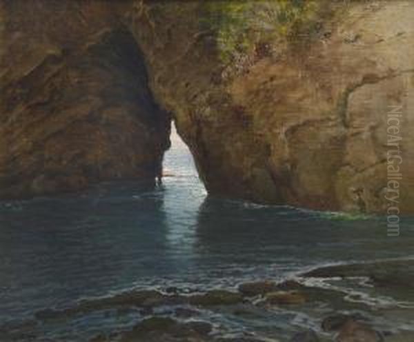 Scoglio Delle Sirene A Sorrento Oil Painting by Salvatore Petruolo