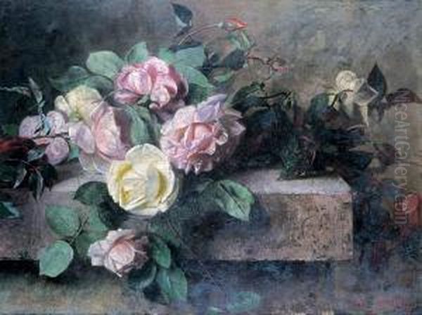 Roze Na Kamiennym Stole Oil Painting by Max Petsch