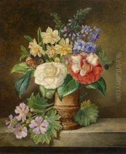 Bouquet Of Flowers With Daffodils Oil Painting by Franz Xaver Petter