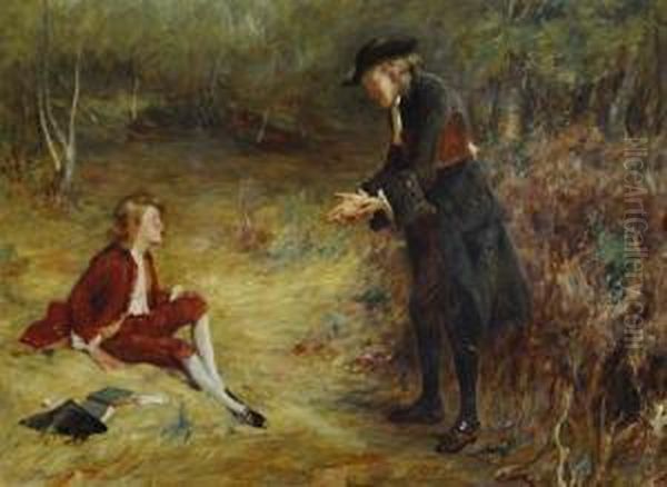 A Roadside Sermon Oil Painting by John Pettie