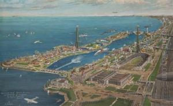 Panorama Of The Chicago's World Fair Oil Painting by Harry M. Pettit