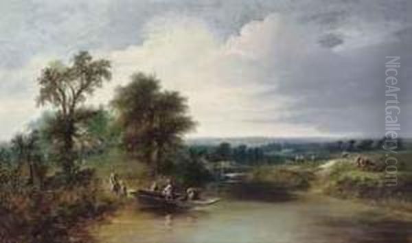 The River Ferry Oil Painting by Charles Pettitt