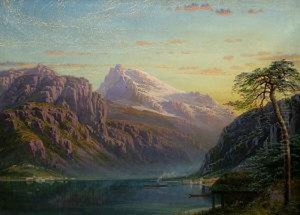 On The Lyster-fiord. Marifjoerer From Near Ronneid Oil Painting by Charles Pettitt