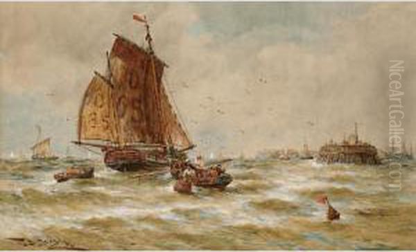 Windemere With Raye Castle Oil Painting by George W. Pettitt