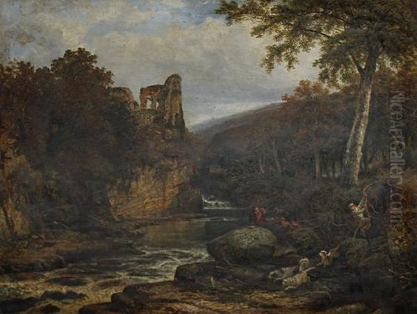 The Otter Hunt Oil Painting by Joseph Paul Pettitt