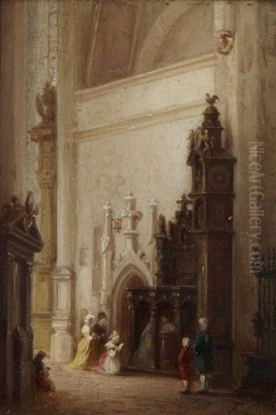 Kircheninterieurs. Oil Painting by Ferdinand Petzl