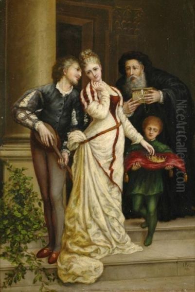 Scene Of Goethe Faust Oil Painting by Joseph Petzl