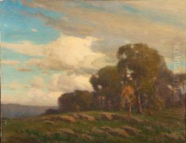 Landscape With Grassy Clearing Near Forest Oil Painting by Frank Charles Peyraud