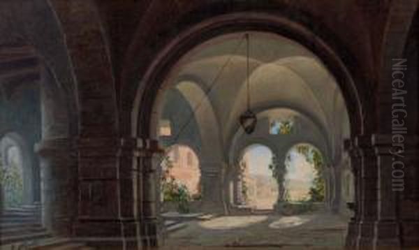 Blick Durch Ein Romanisches Klostergewolbe Oil Painting by Georg Pezolt