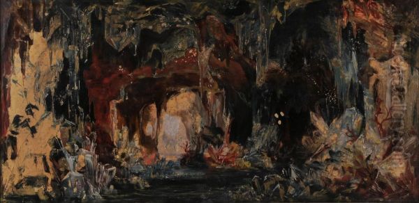 Die Kristallgrotte - La Grotta Di Cristallo Oil Painting by August I Pezzey