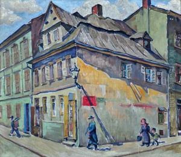 Kazimierz W Krakowie - Ulica Miodowa Oil Painting by Jakub Pfefferberg