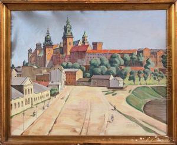 Widok Na Zakole Wisly I Wawel, 1933 R. Oil Painting by Jakub Pfefferberg