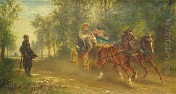 Passing By Oil Painting by Wilhelm Pfeiffer