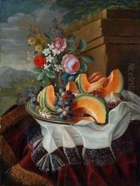 Stillleben Mit Melone Oil Painting by Maximillian Pfeiler