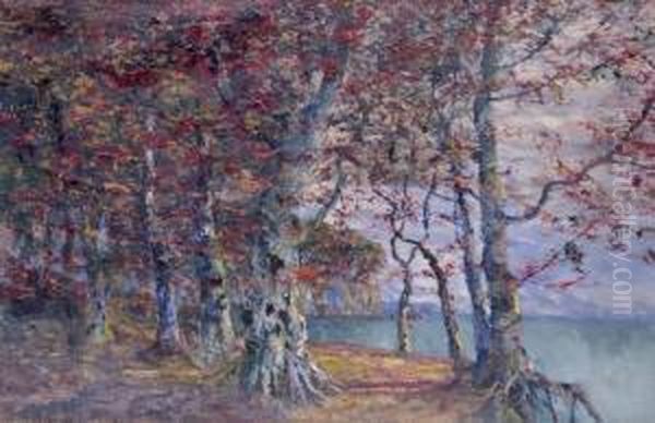 Herbstliche Landschaft Mit Blick Auf Oil Painting by Gustav Pflugradt