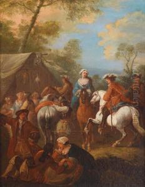 Eine Marketenderszene Oil Painting by Johann Georg Pforr