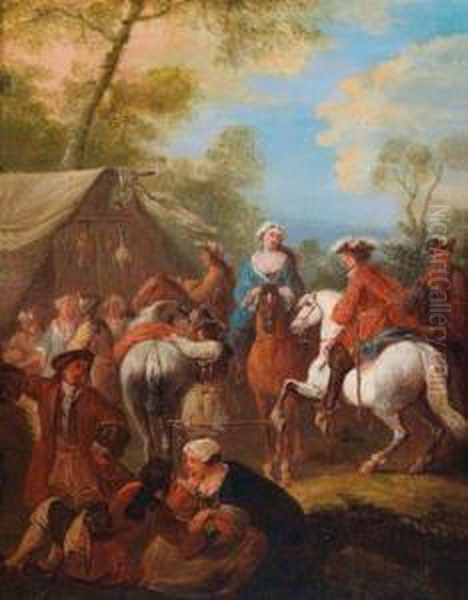 Einemarketenderszene Oil Painting by Johann Georg Pforr