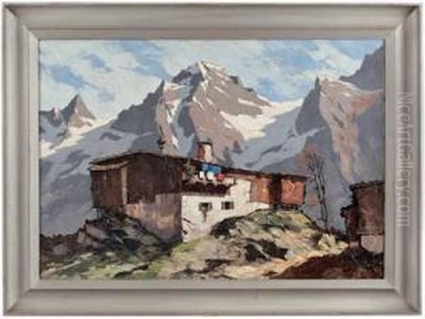 Berghof Oil Painting by Alois Pfund