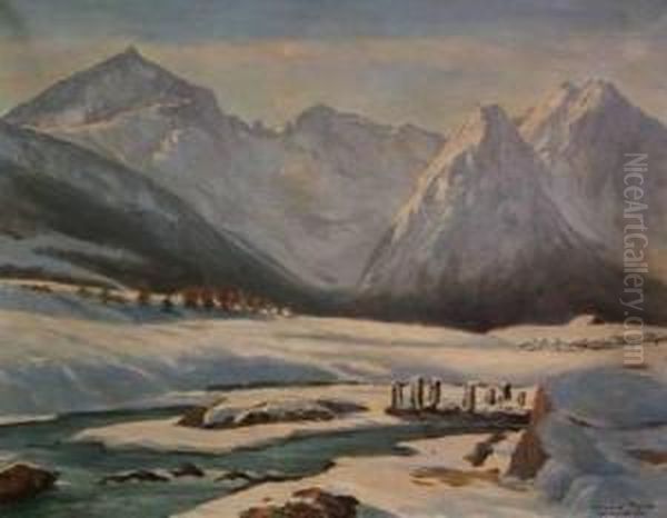 Wetterstein Alpspitze Oil Painting by Alois Pfund