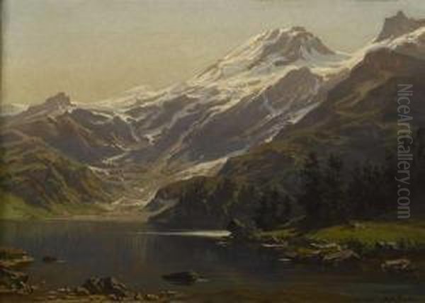 Alpenseelandschaft. 1886. Oil Painting by Niklaus Pfyffer Von Altishofen-Knorr