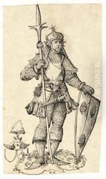 Standing Warrior, Ca. 1540. Oil Painting by Phb Monogrammist