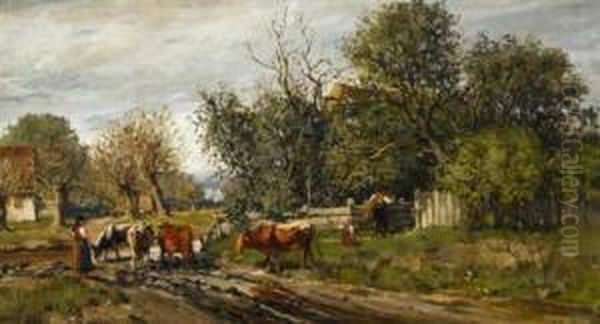 Tending The Cattle Oil Painting by William Preston Phelps