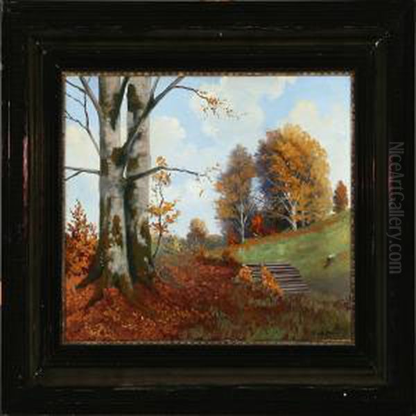 Autumn Park Scene Oil Painting by Karl Philipp