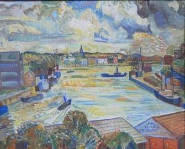 <le Port De Nantes> 1937 Oil Painting by Jacques Philippe