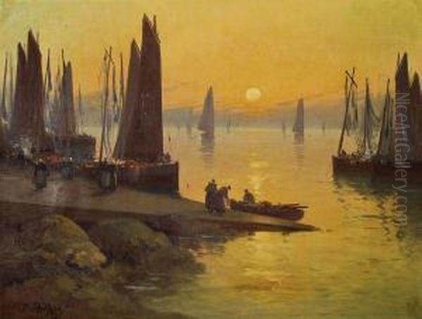 Pecheurs Au Crepuscule Oil Painting by Paul Philippe