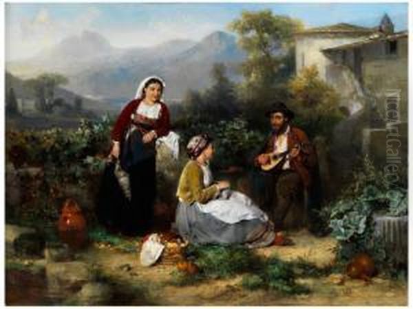 Der Mandolinenspieler Oil Painting by Karel Frans Philippeau