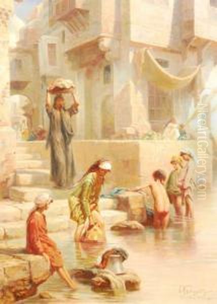 Philippoteaux 
Wash Day On The Nile Oil Painting by Paul Dominique Philippoteaux