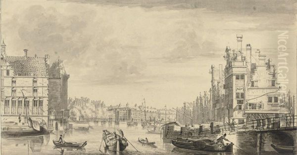 East Side Of The Muiderpoort Oil Painting by Caspar Jacobsz. Philips