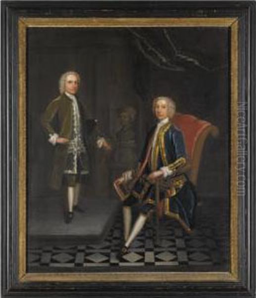 Portrait Of Two Gentlemen Oil Painting by Charles Philips