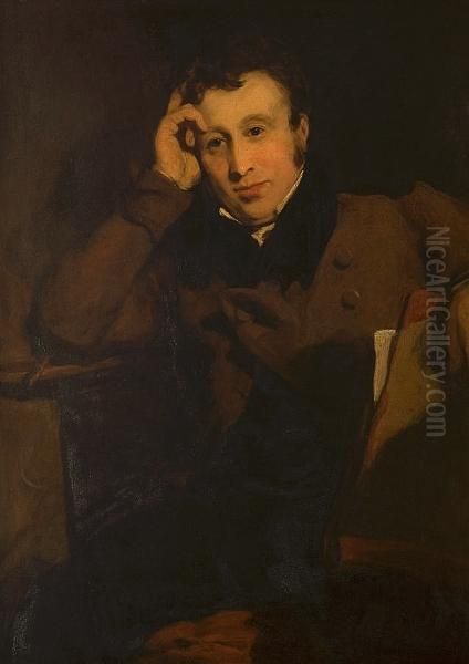 Portrait Of A Young Gentleman, Seated Oil Painting by George Nathaniel Philips