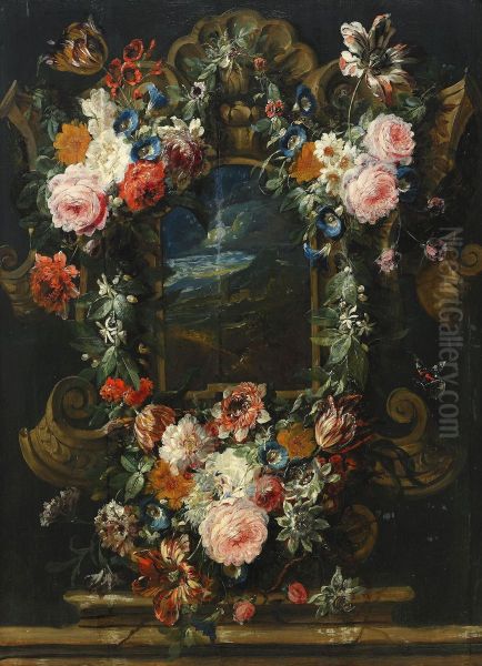 Blomsterstilleben Oil Painting by Jan Caspar Philips