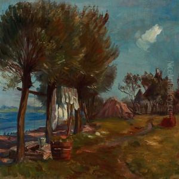 Piletraeer Ved Stranden Oil Painting by Theodor Philipsen